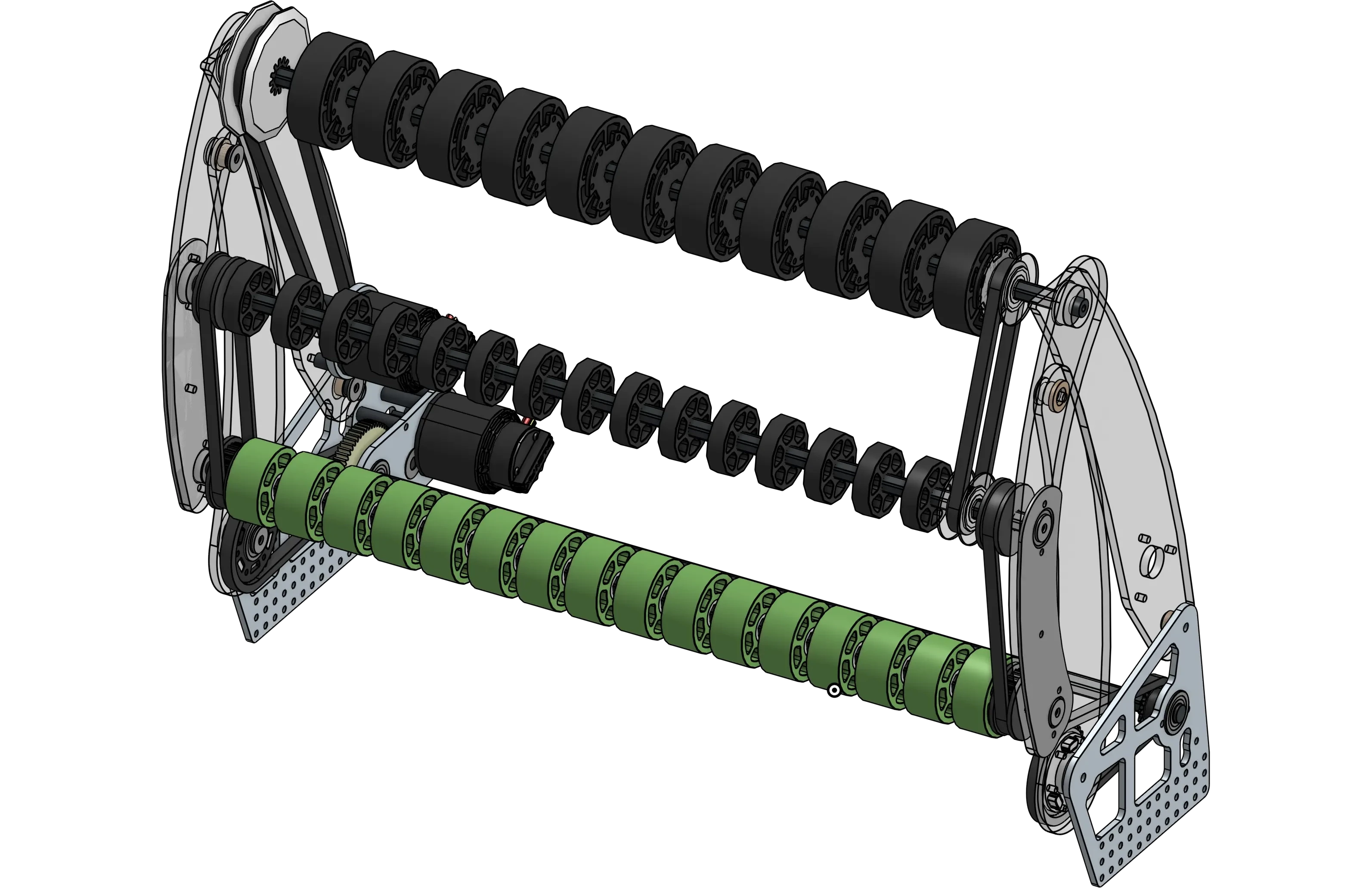 Render CAD do intake four-bar da 1678 no Rapid React