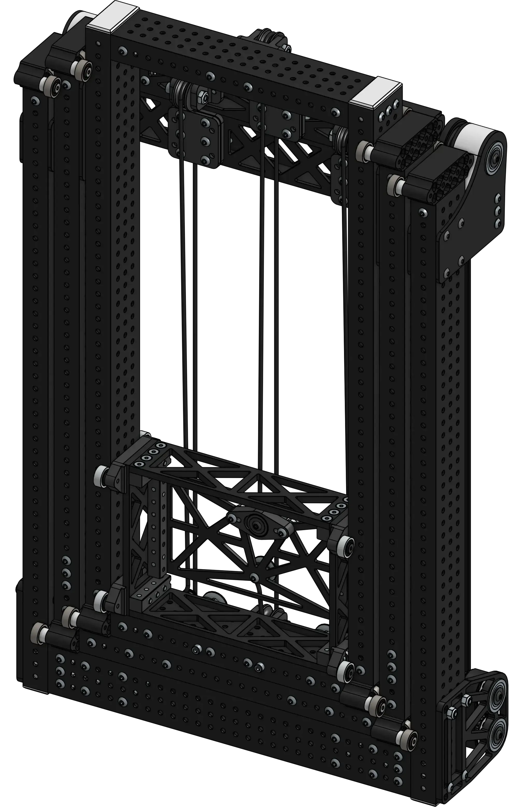 Render CAD de elevador em cascata de 3 estágios