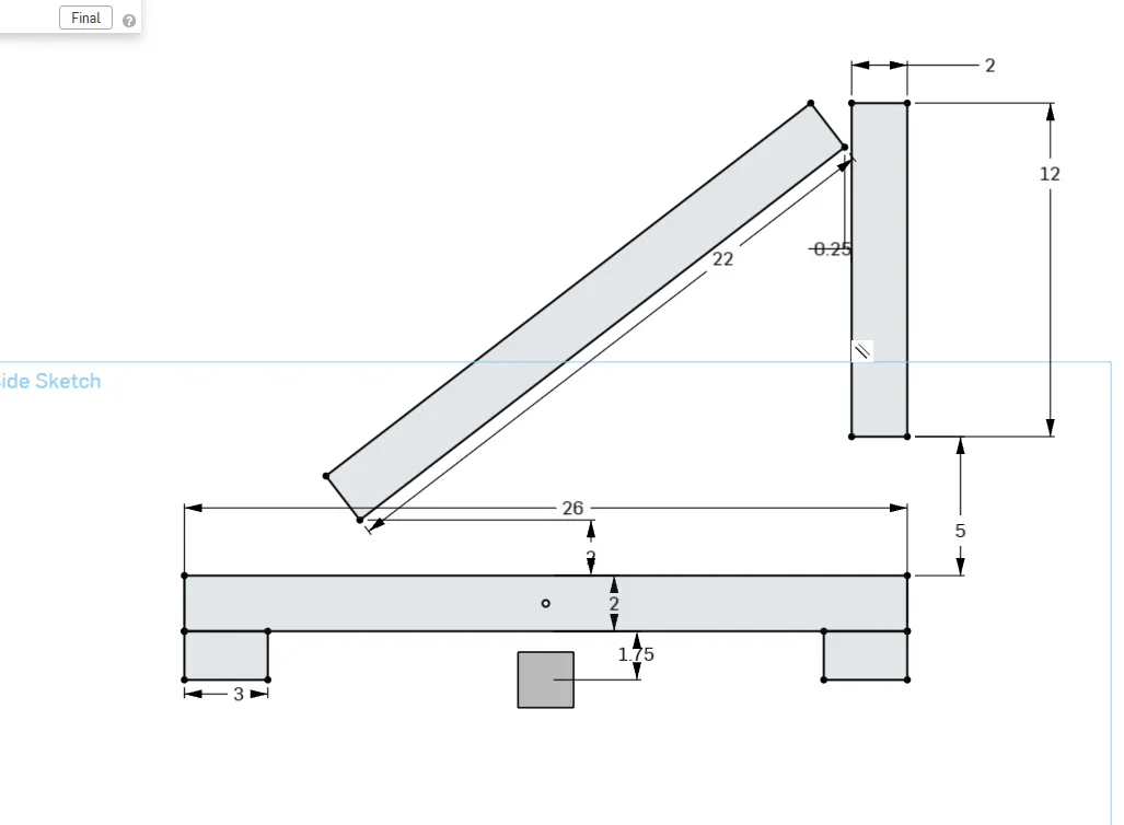 Sketch da estrutura triangular.