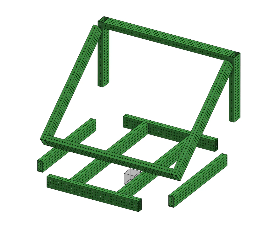 Exemplo de estrutura triangular (tubos em ângulo)