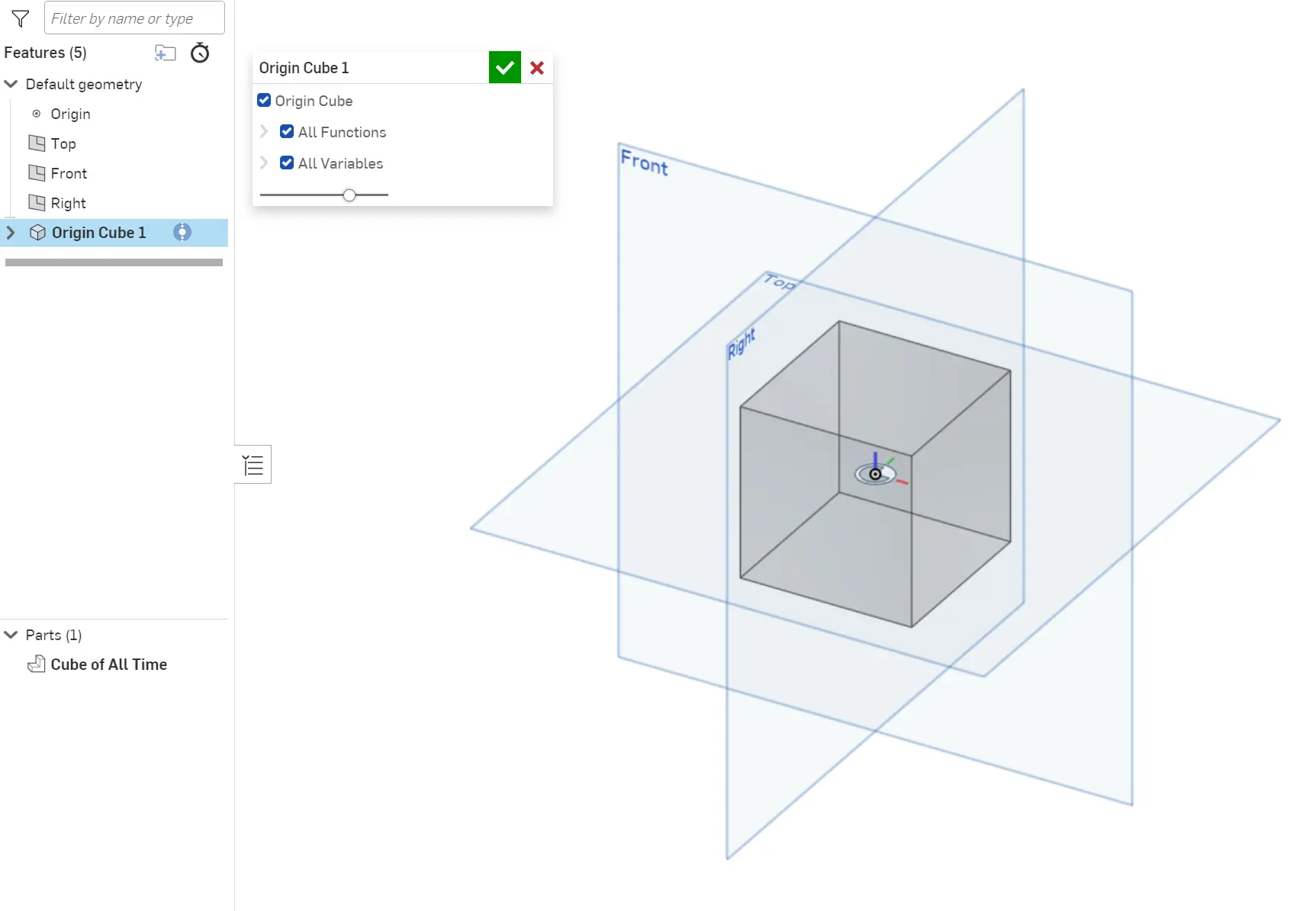 Inserindo o recurso Origin Cube